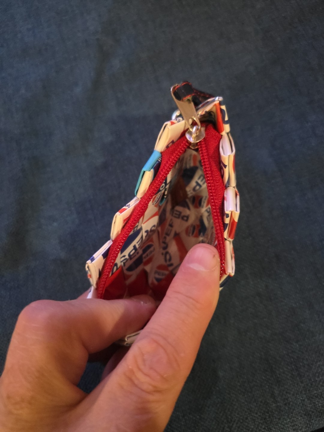 Pepsi Branded NAHUI OLLIN Candy Wrapper Coin Purse Red White Blue handmade Small