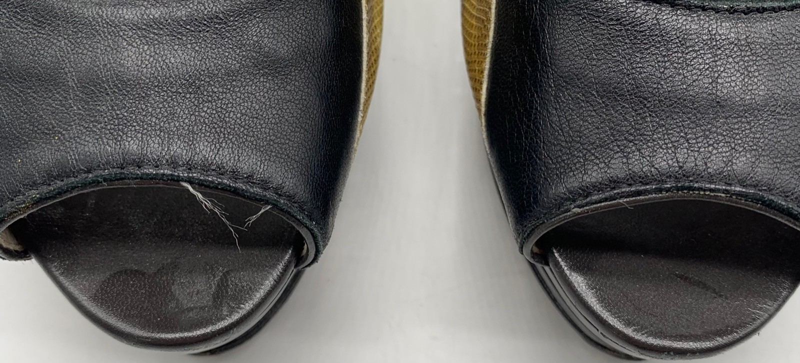 Jason Wu Womens Black Brown Yellow Leather Strappy Peep Toe Platform Pumps sz 38