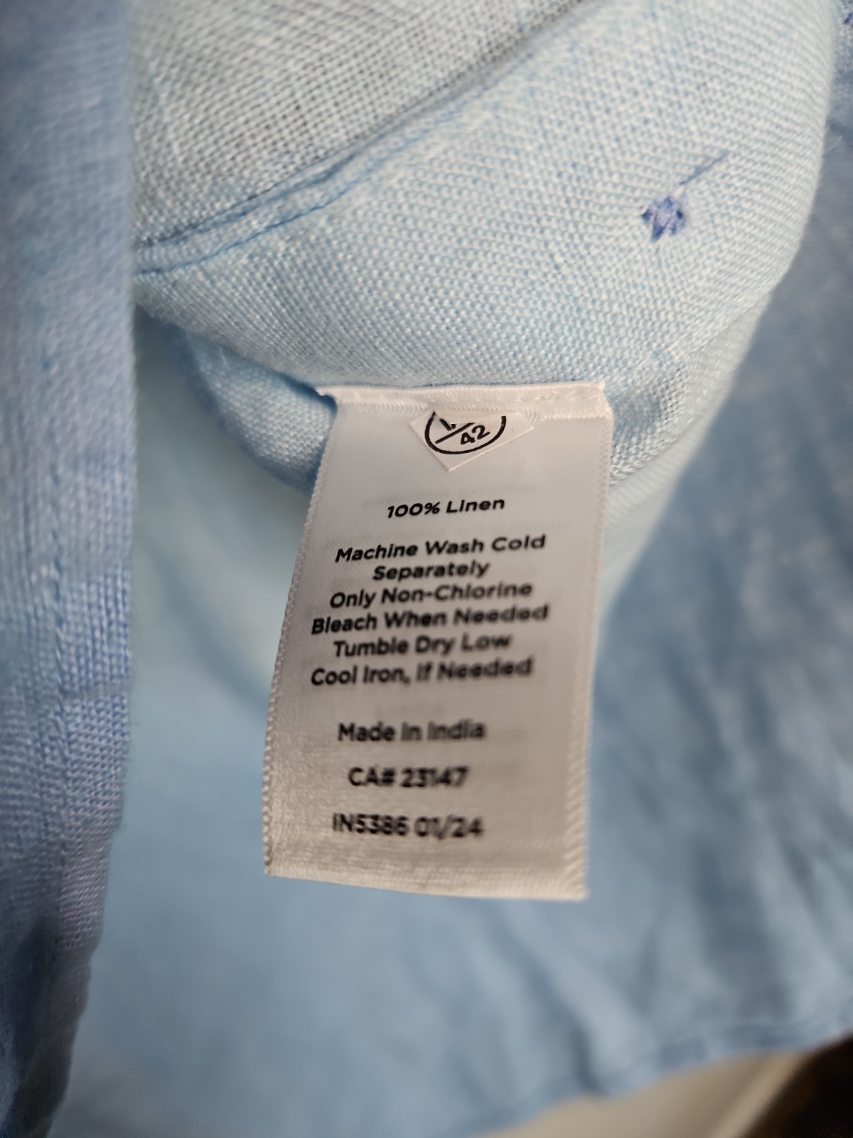 Talbots Popover Tunic Top LP Blue White Linen Side Button Dip Dye Coastal Beach