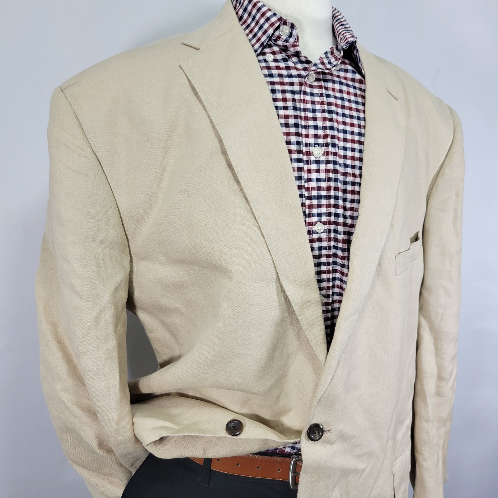 Corporate Image Tom James Men’s Sport Coat Blazer Sugreon Linen 52R SLIM FIT