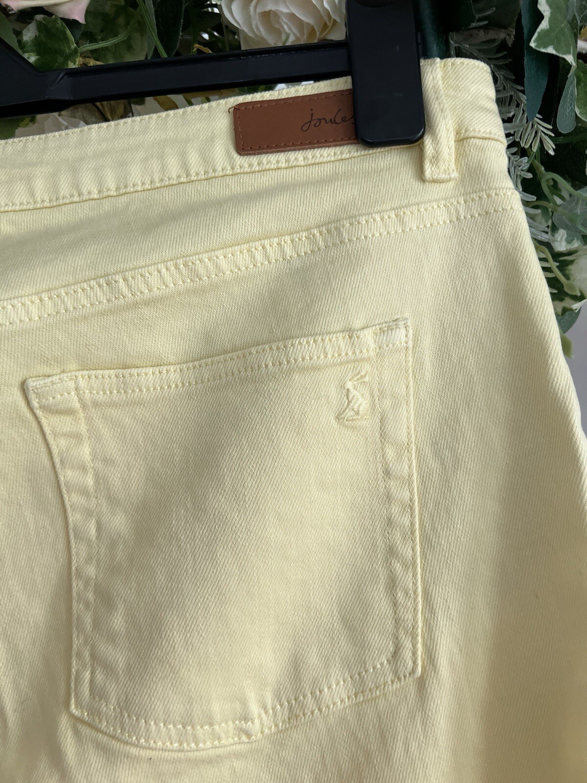 JOULES Bette Jeans Size 20 Lemon Yellow Denim Slim Straight Cropped Leg NEW