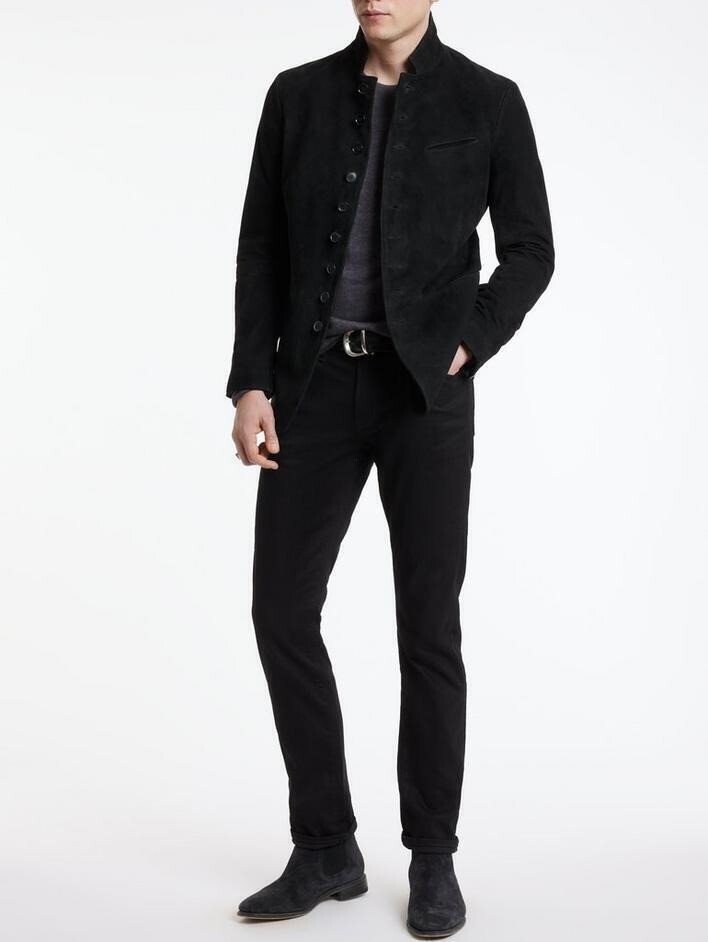 CELEBRITY New Men’s Black Suede Jacket 100% Soft Sheepskin Style Slim Fit Jacket