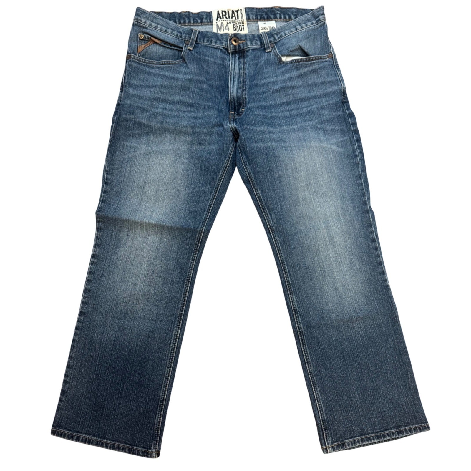 Ariat M4 Low Rise Boot Cut Jeans Mens 36×30 Medium Wash Blue Denim Western Pants