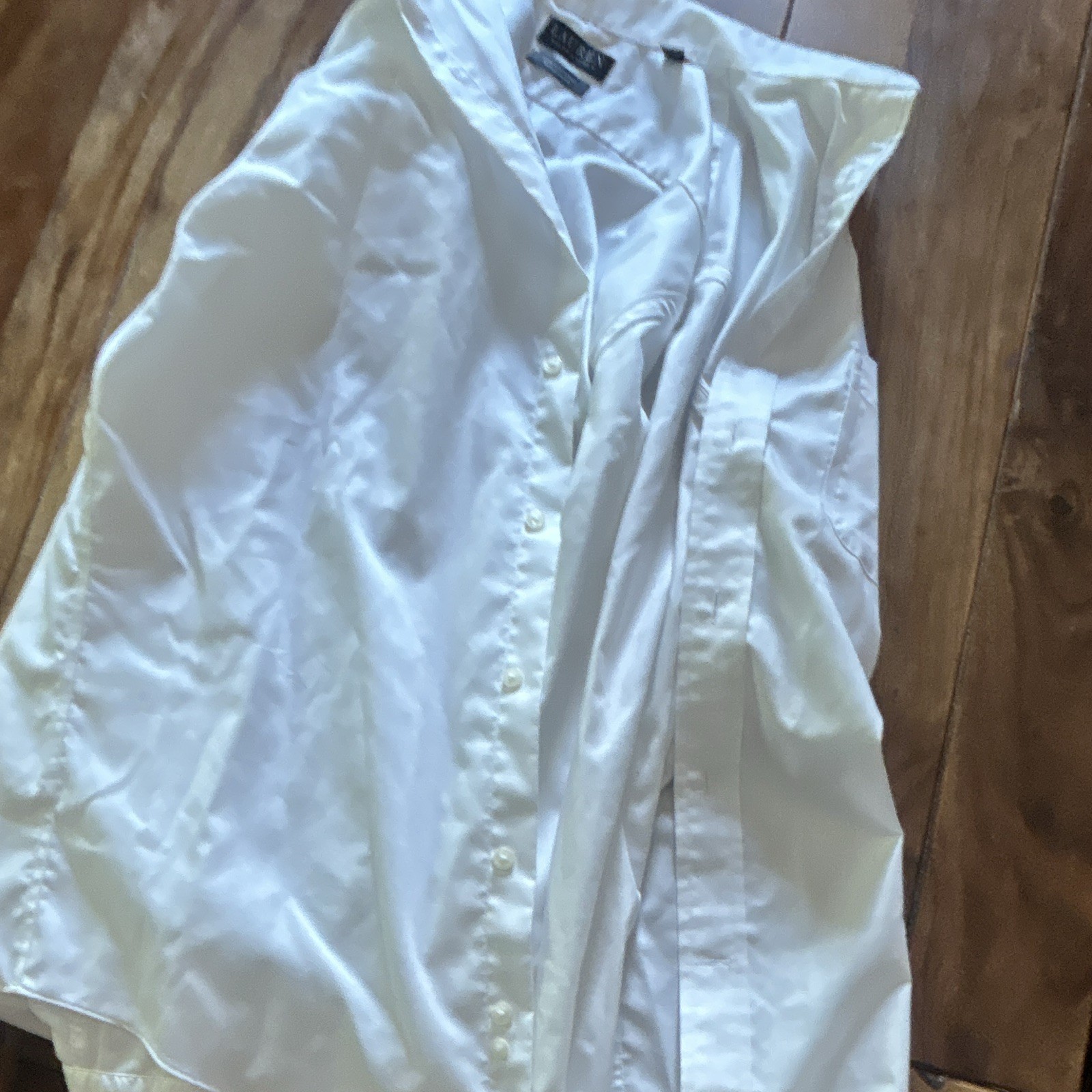 Lauren Ralph Lauren Non-Iron Solid White Cotton Regular Fit Dress Shirt M 32/33