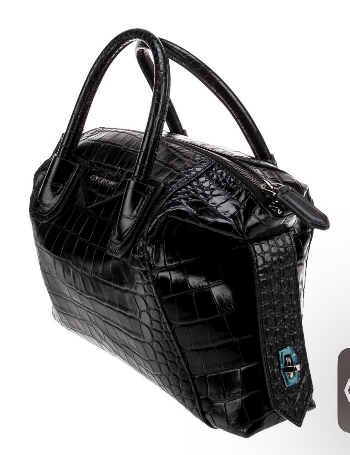 ⚡️Givenchy Small SOFT Antigona CROCODILE-Embossed Satchel BLACK Leather Bag⚡️