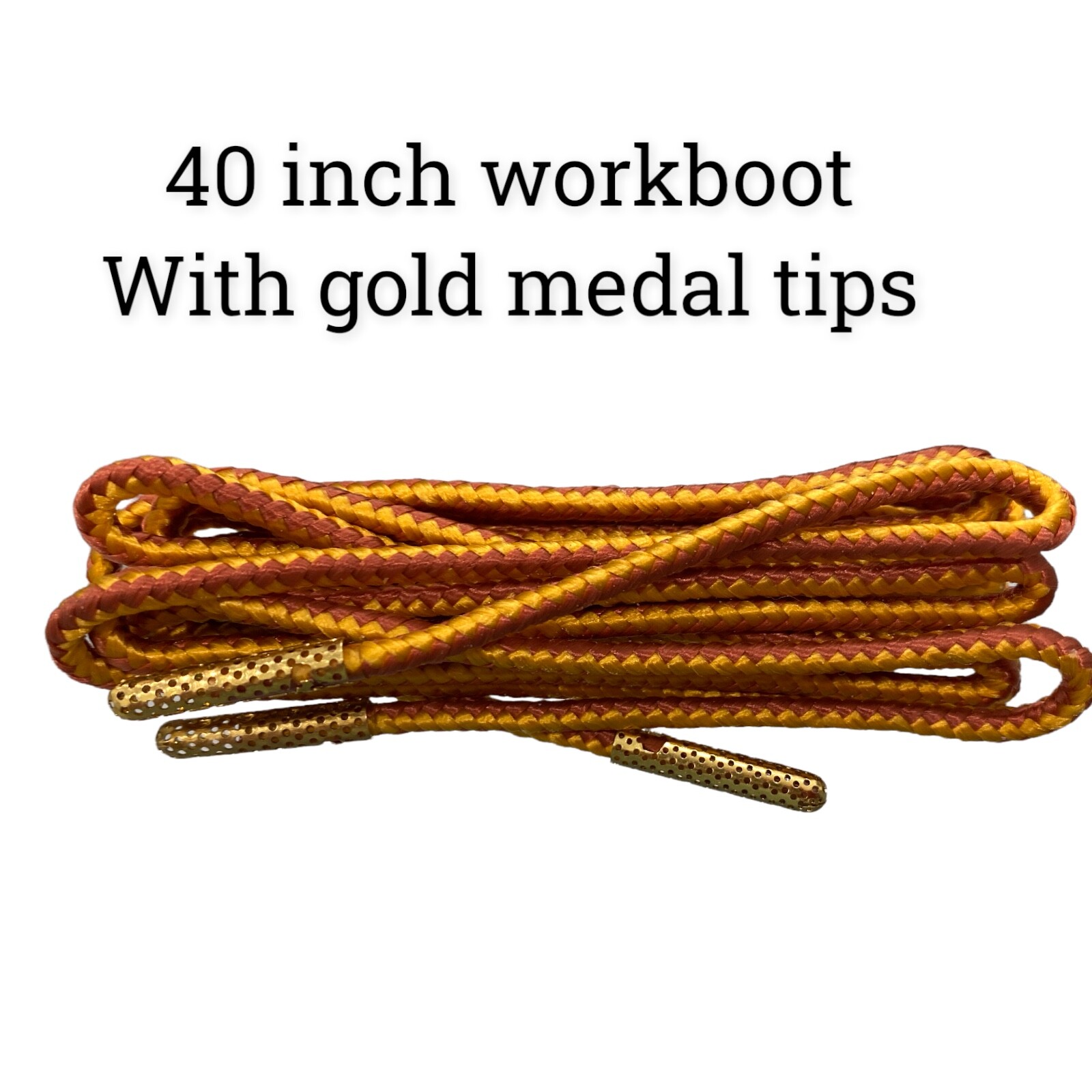 NEW Round Strings Work boots Laces 40“or 60″ Inch Brown/Yellow Metal Tips