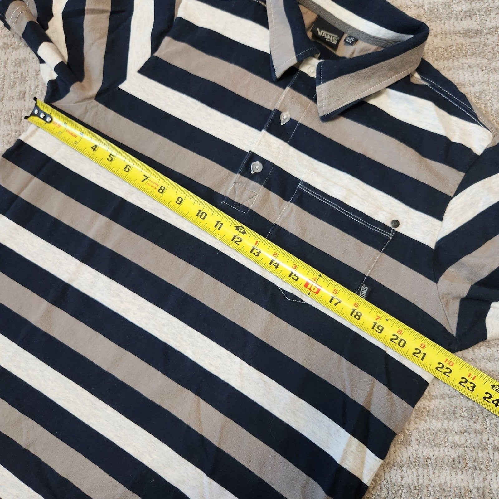 Van’s Classic Fit loose short sleeve stripe polo top size M men