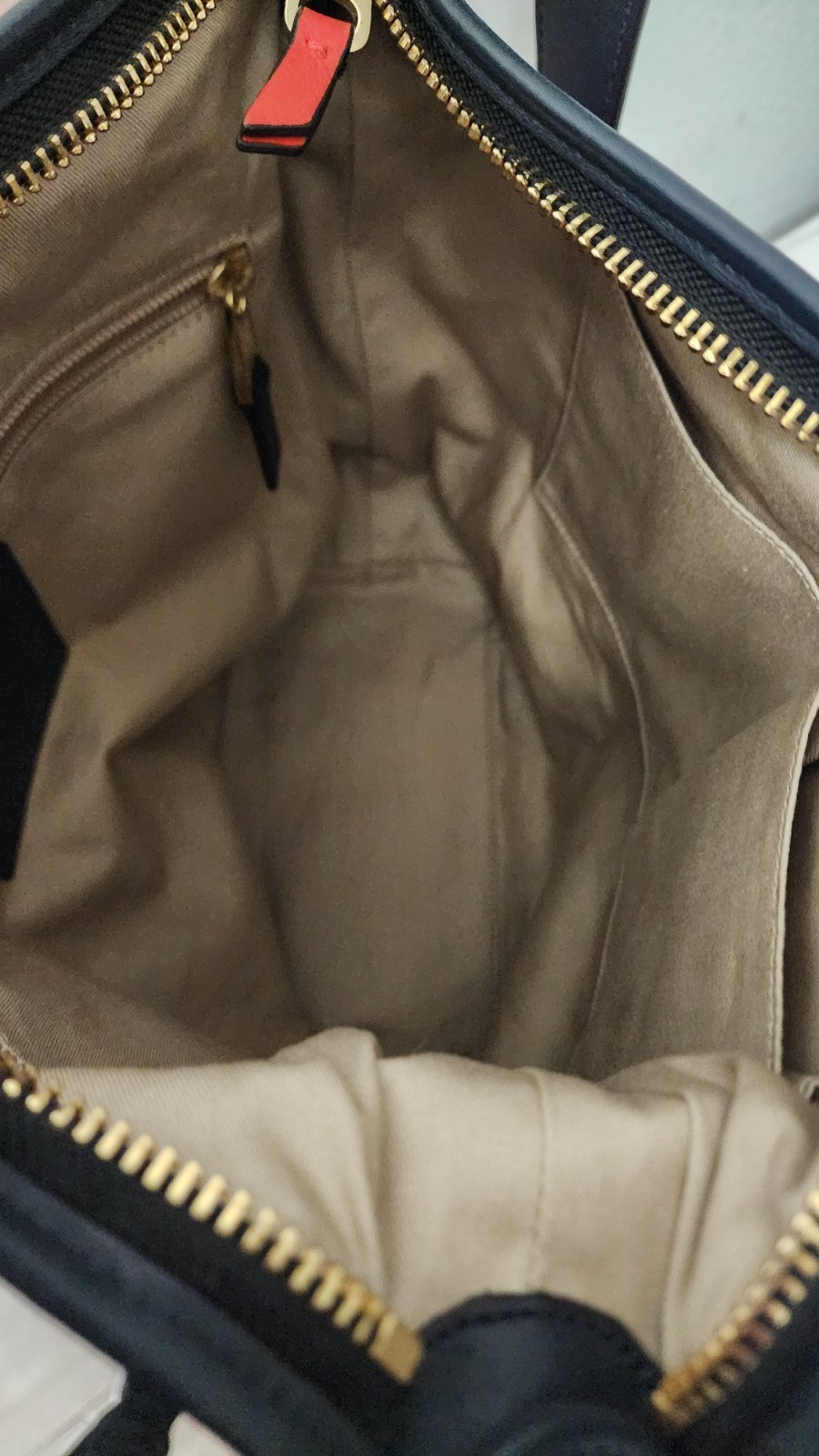 COACH Leather Shoulder Bag Multicolor Red Blue Beige 12×9.6×5.1in Rare Design
