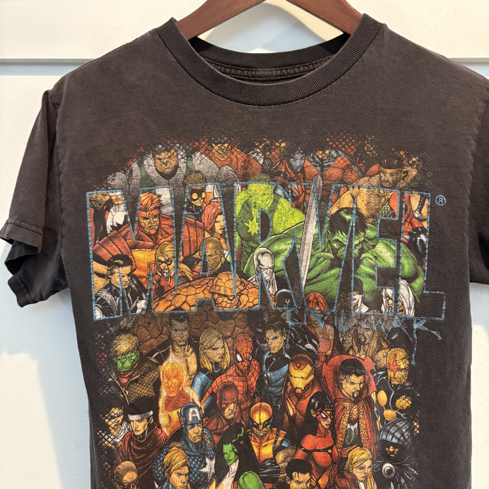 Marvel Comics Collage T Shirt Men Small Black Hulk Ghost Rider Spiderman Tee