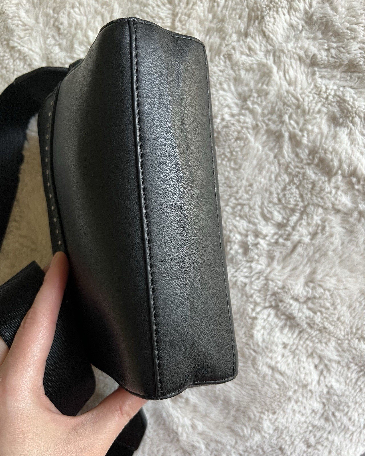 DKNY Black Crossbody Bag with Micro-Stud Detail