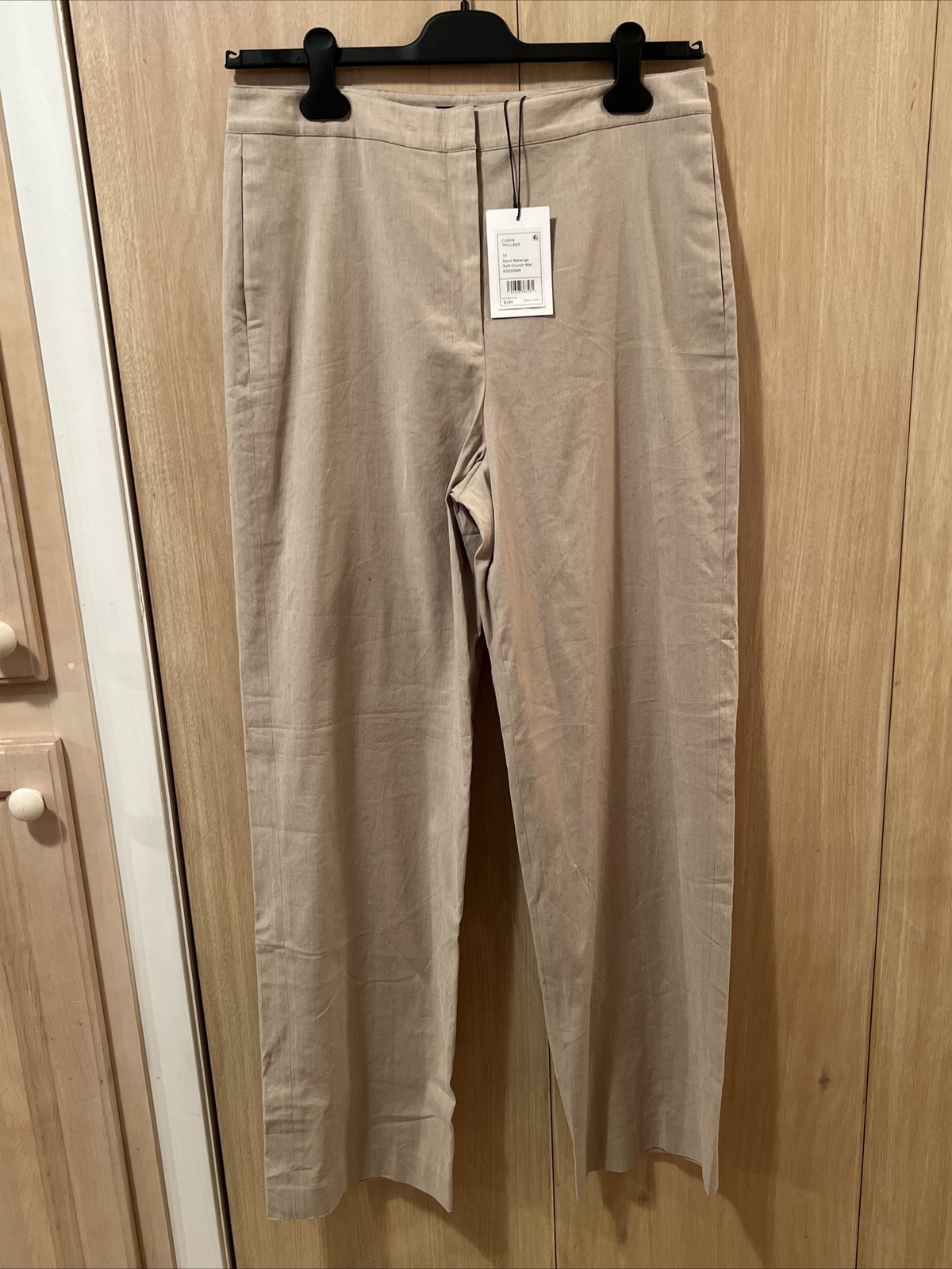 Theory Women’s Clean Trouser Pants Sand Melange Linen Size 10 $285 NEW NWT