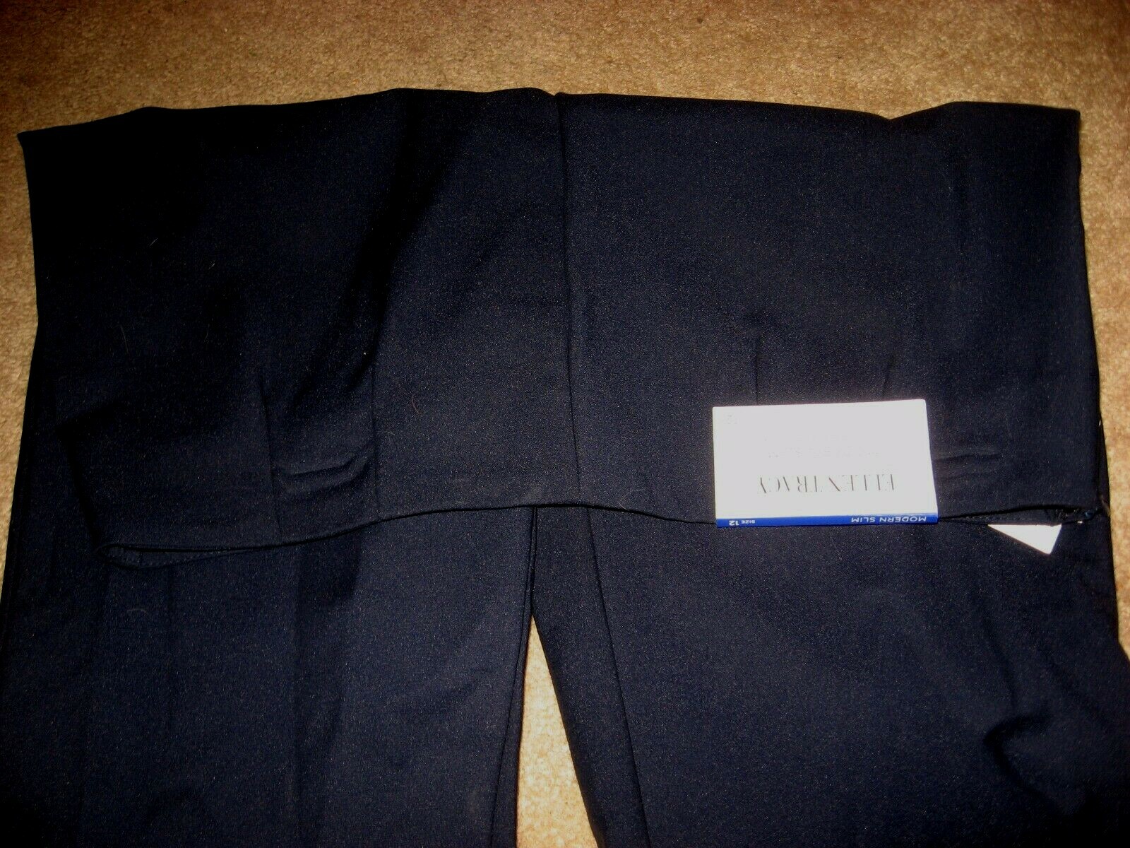 Womens NWT Navy ELLEN TRACY Stretch Modern Slim Pants 12 $79.50