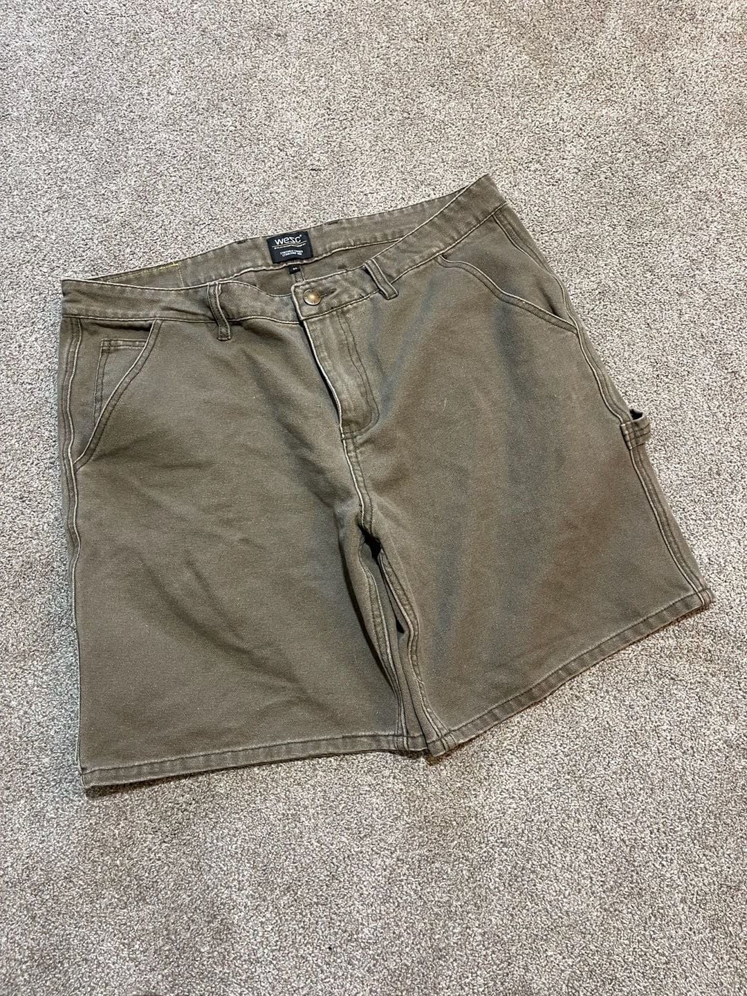 WeSC Stockholm Sweden Carpenter Workwear Shorts Green Size 34