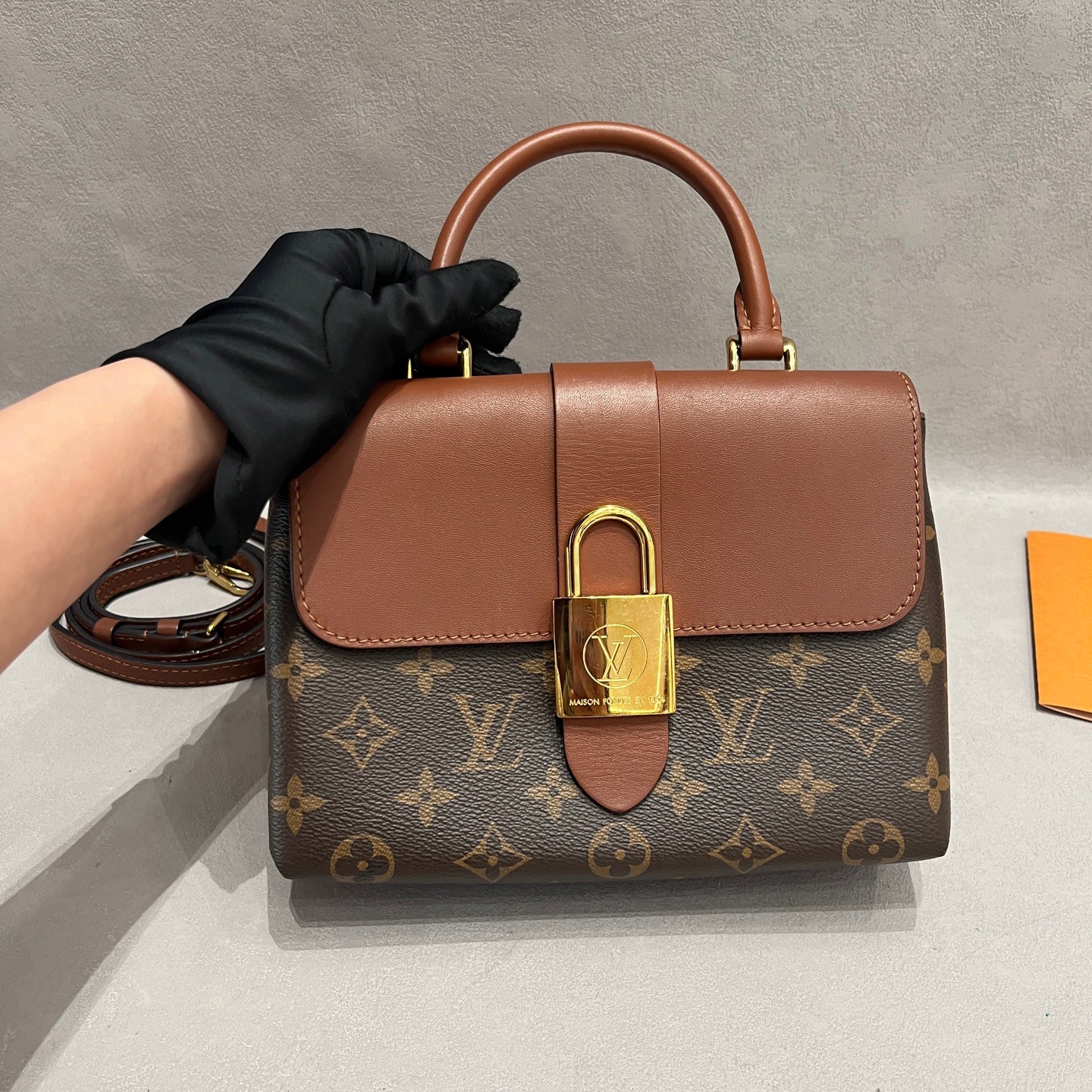 Louis Vuitton Locky BB Small Brown Monogram Caramel Top Handle Crossbody US Ship