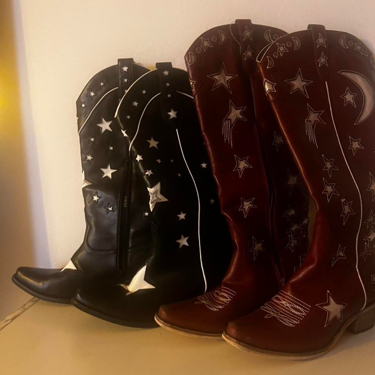 Redtop Women’s Red Cowgirl Knee High Boots with Embroidery, Size 8, Supper cute