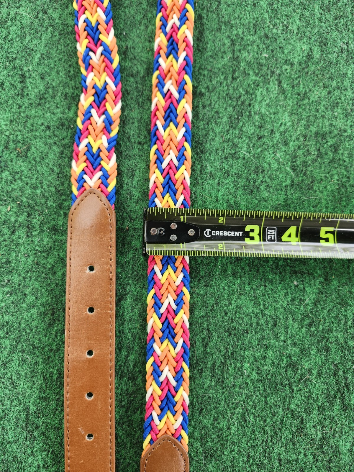 Belt Multicolor Retro Rainbow Popcorn Braided Woven 80s 90s Leather Size 40