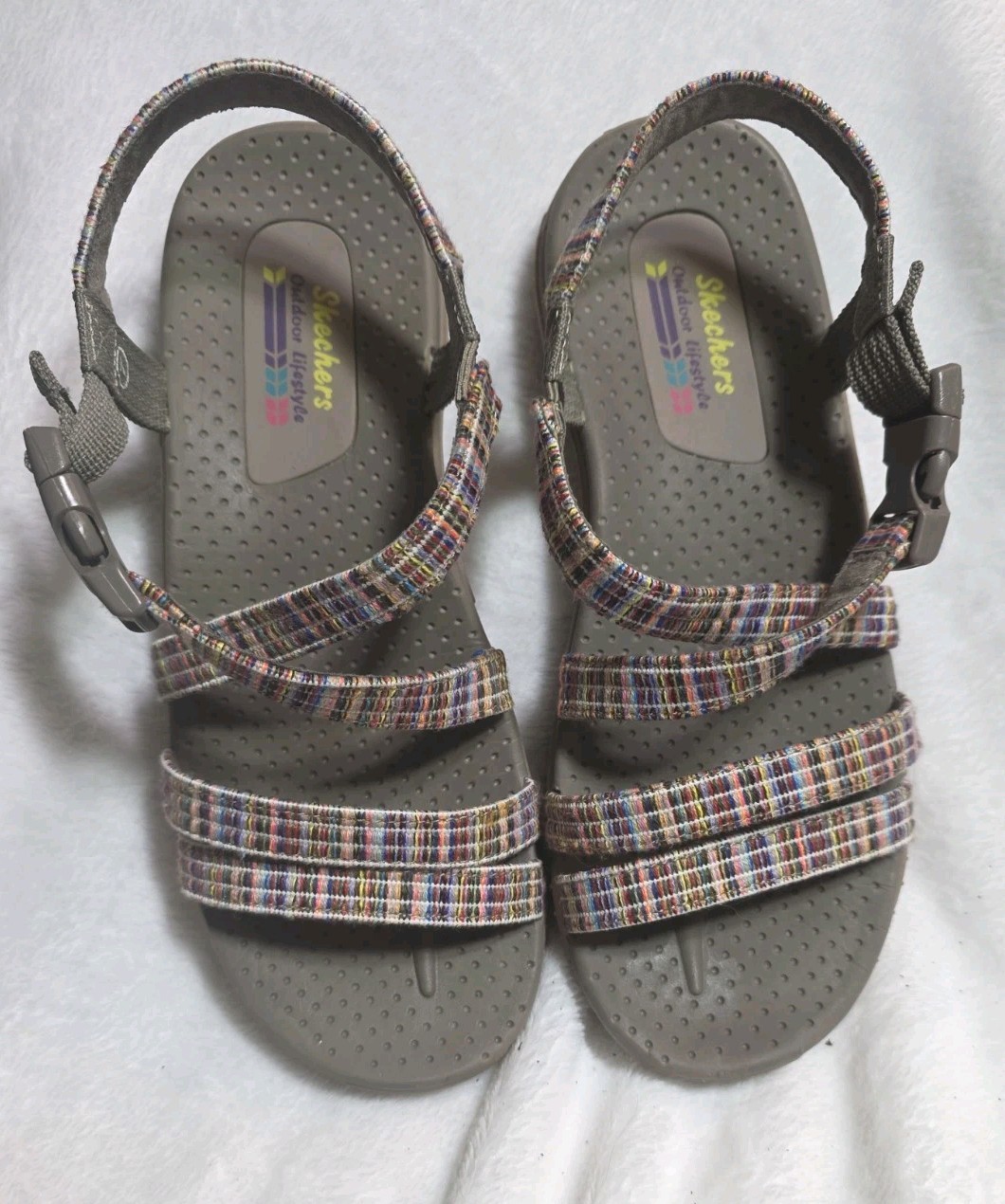 Skechers Outdoor Lifestyle Womens Sz 7 Reggae Multicolor Slingback Sandals