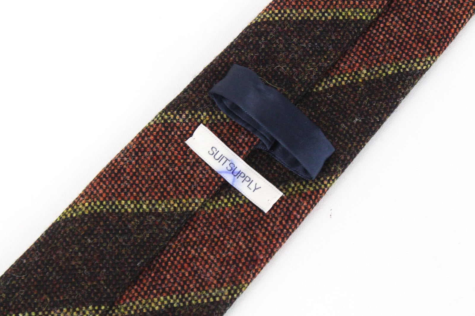Suitsupply Men Tie 150 x 8 cm Brown Wool Striped Pattern Regular
