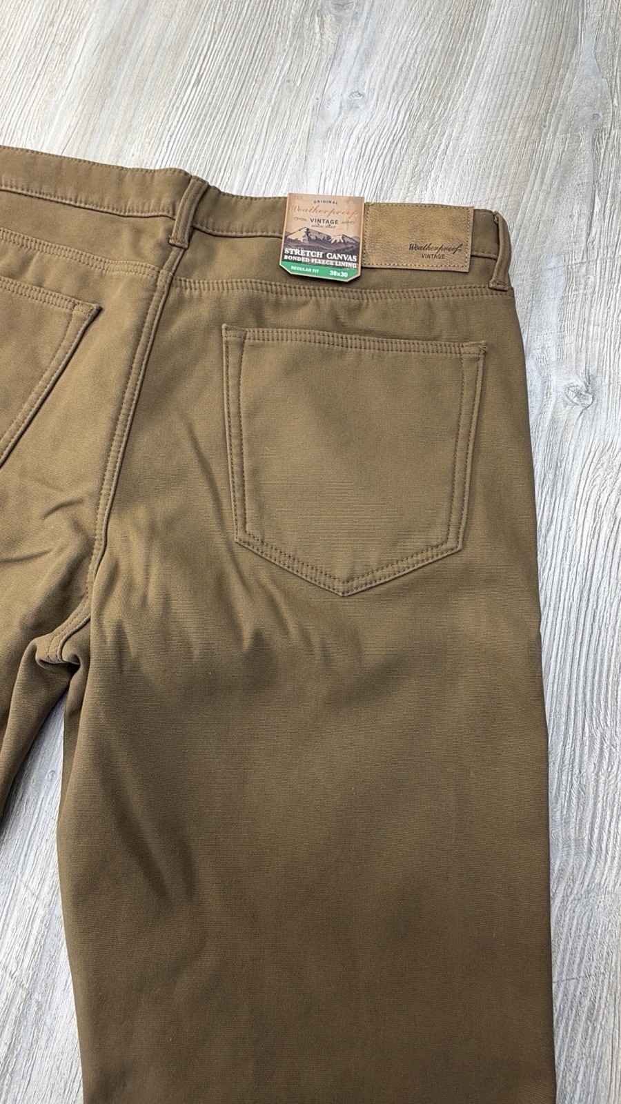 Weatherproof Vintage Sz 38×30 Fleece Lined Stretch Canvas Pant Regular Fit Brown