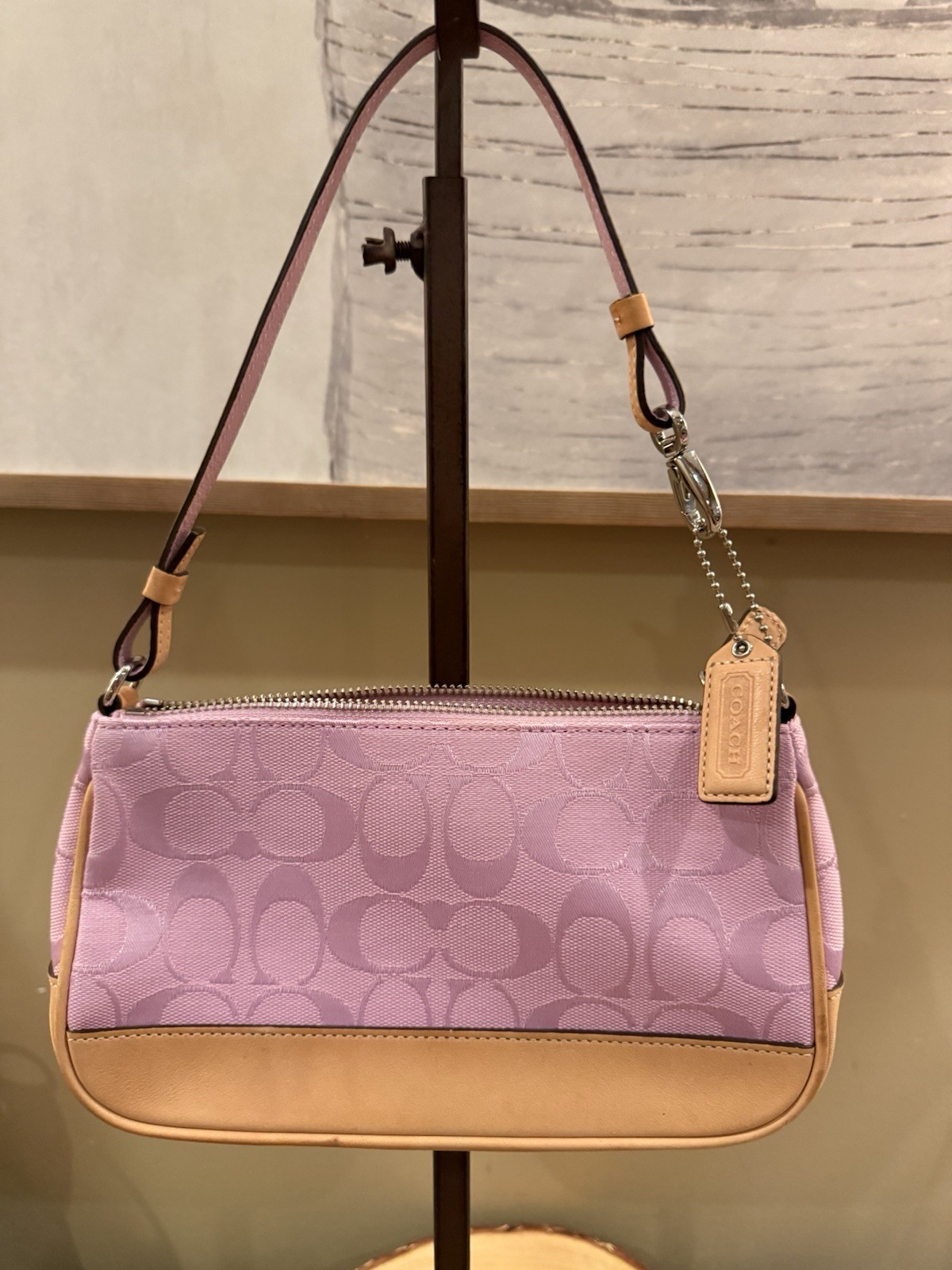 Coach Signature Mini Demi Bag Canvas Leather Bubblegum Pink 6094 Y2K Vintage
