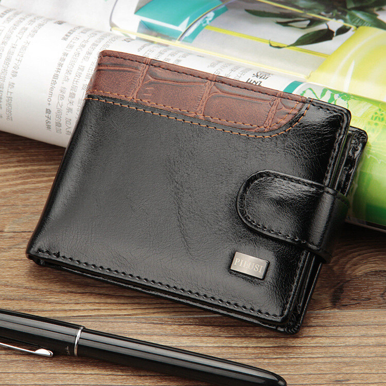 Men’s Leather Bifold Wallet ID Credit Card Holder Money Coin Purse With Hasp US