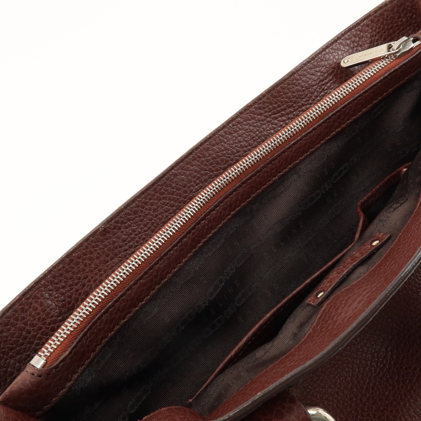 CELINE Leather Boogie Bag Hand Bag Tote Bag Brown Authentic Used F/S