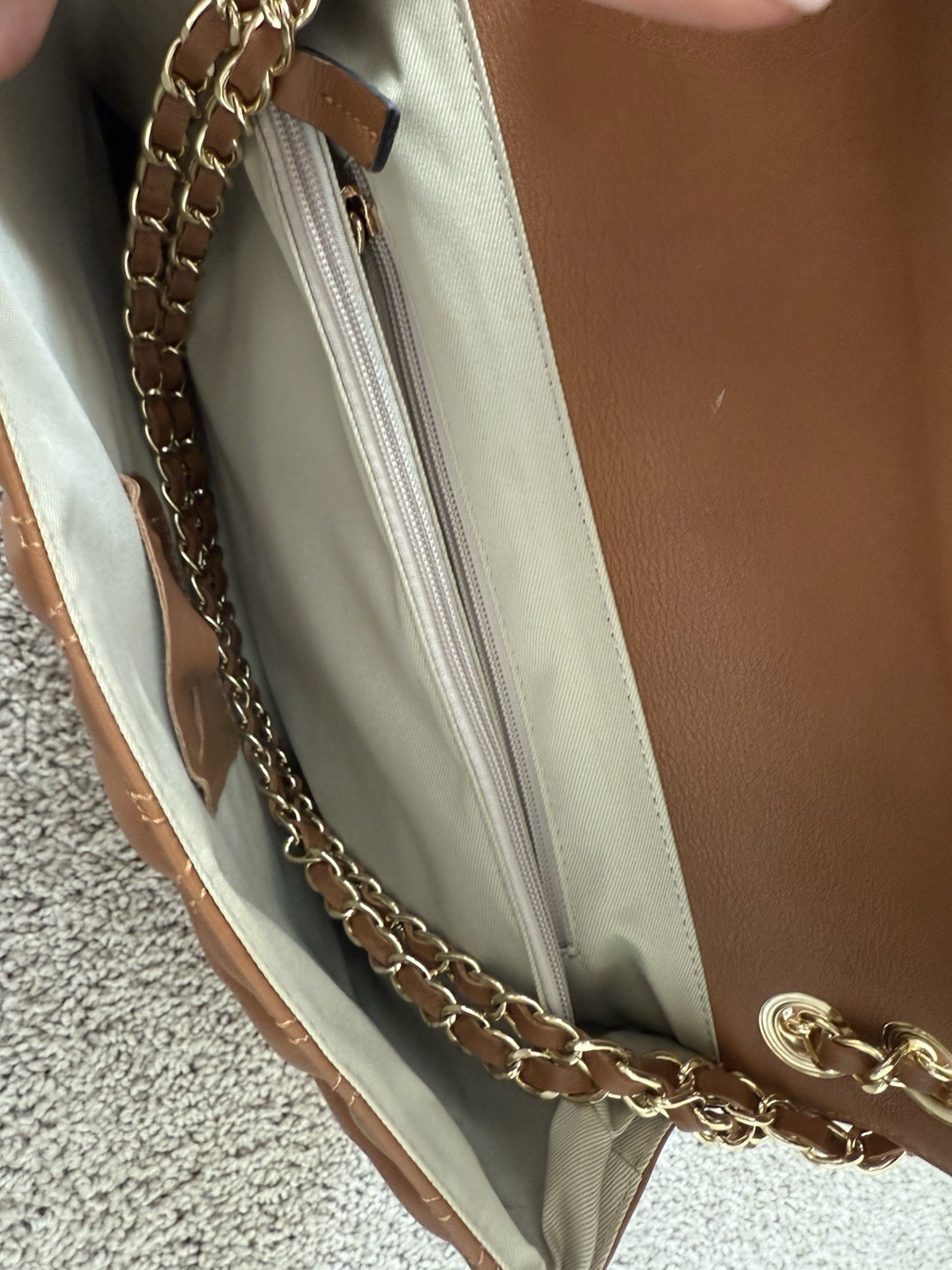 Valentino Brown Quilted VLogo Medium Shoulder Bag Gold Chain Strap Turn Lock