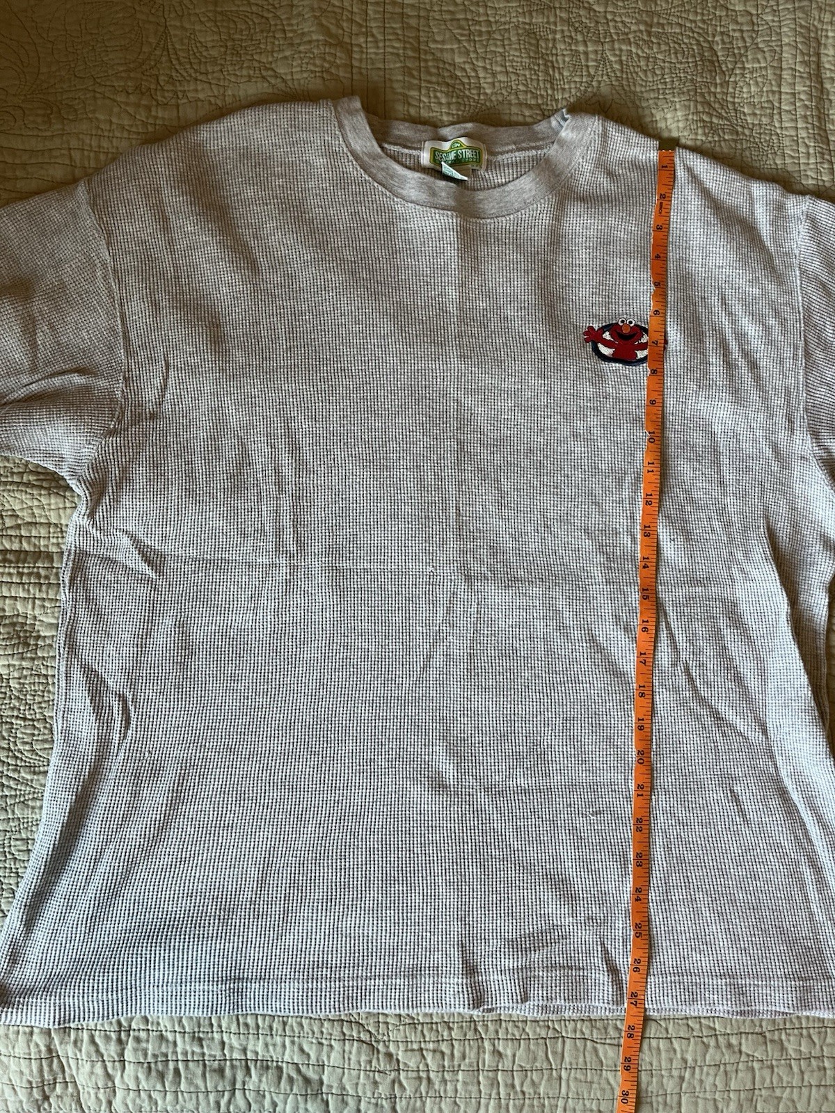 Vintage Sesame Street General Store Elmo Embroidered Waffle Knit Shirt Mens L