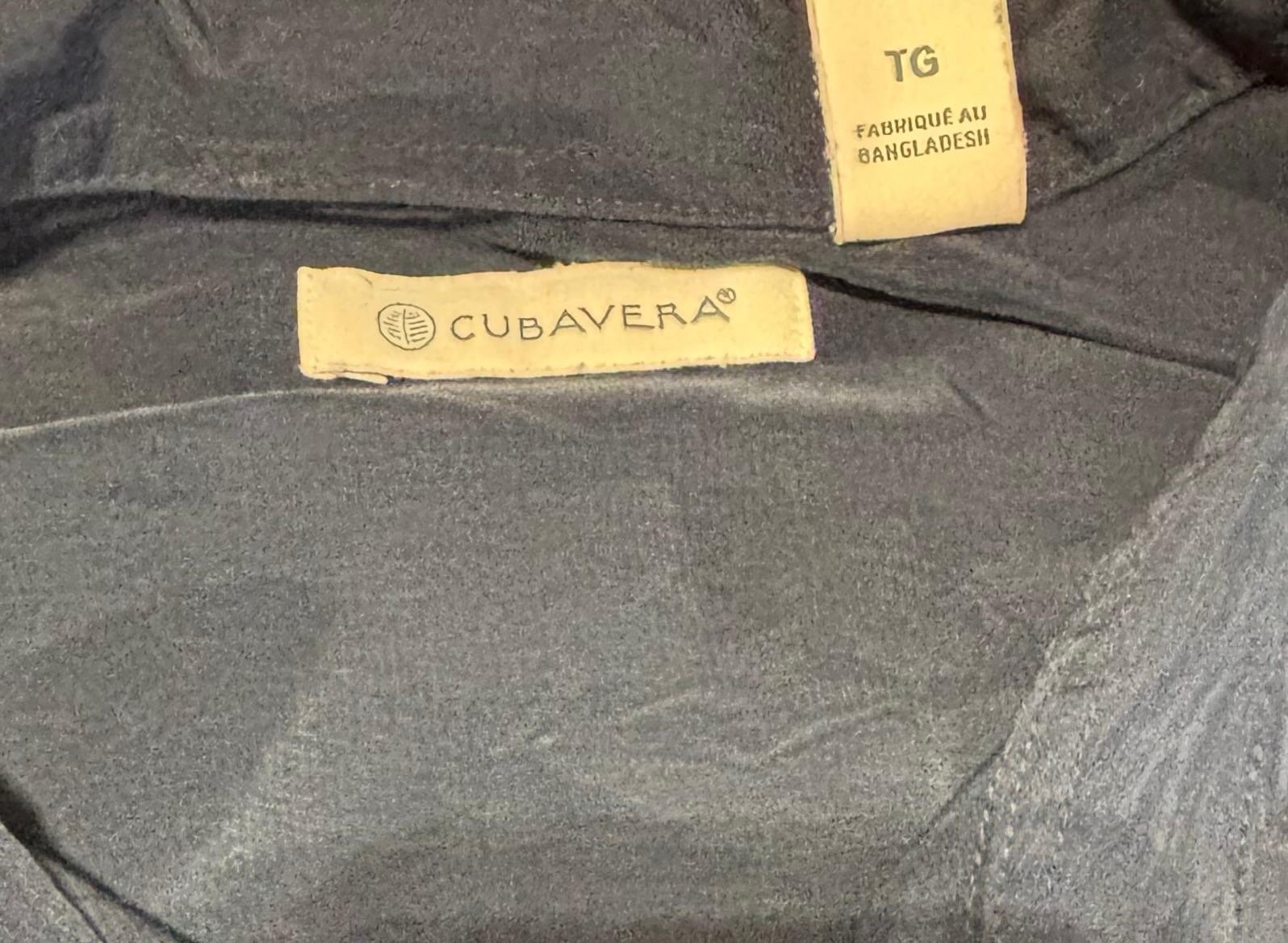 Cubavera Men’s Solid Blue Silk Spread Collar Short Sleeve Button-Up Shirt TG