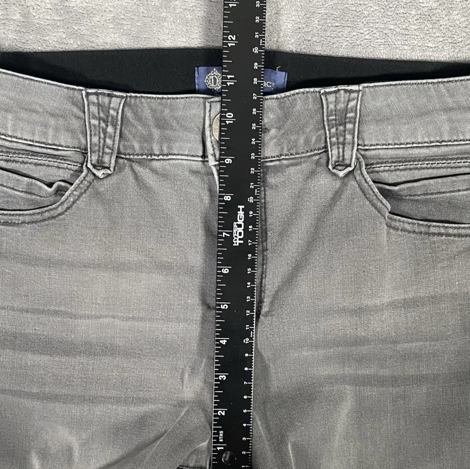 Democracy Jeans Womens 14 Gray Ab Solution Elastic Waist Ankle Lenght Distressed