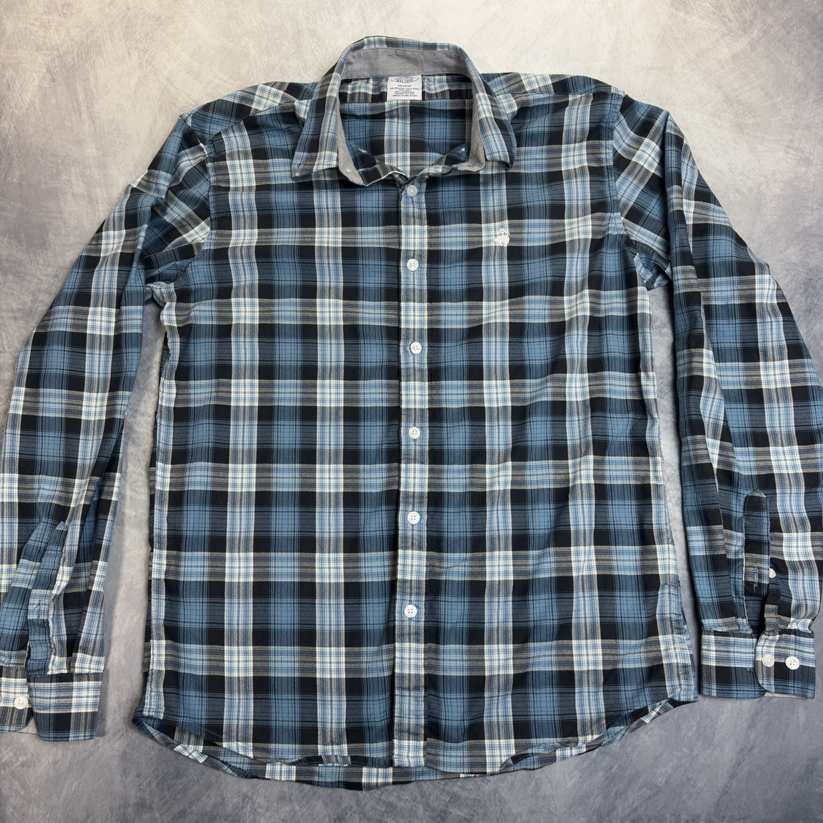 Brooks Brothers 1818 Regent Shirt Mens Large Blue Plaid Non Iron Cotton
