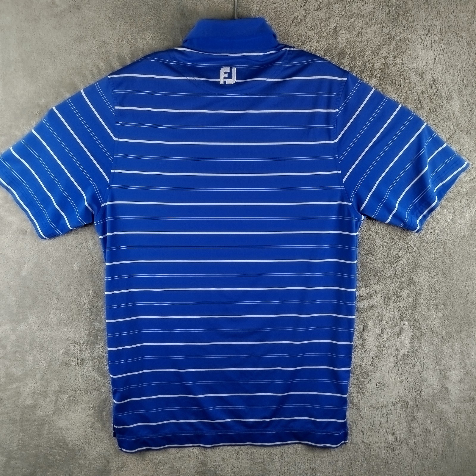 FootJoy Tour Issue Athletic Fit Polo Shirt Mens Small Blue Striped Stretch Golf