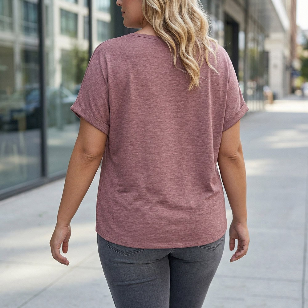 Women’s Plus Size Summer Tops Casual V Neck T Shirts Trendy Short Sleeve Tees
