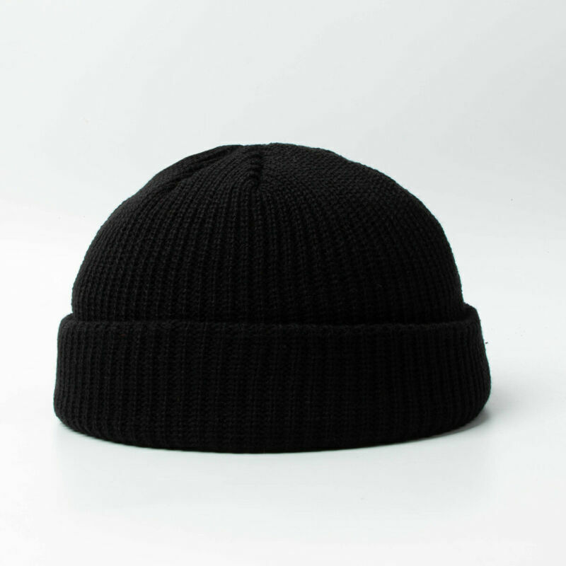 Winter Mini Short Fisherman Beanie Hat Ribbed Docker Warm Knitted Skull Cap cuff