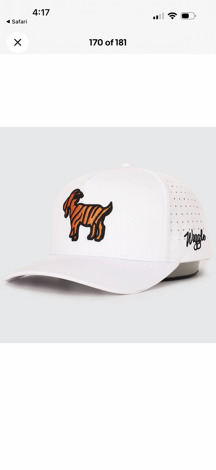Waggle Men’s Golf Hat The Goat Logo Perforated One Size