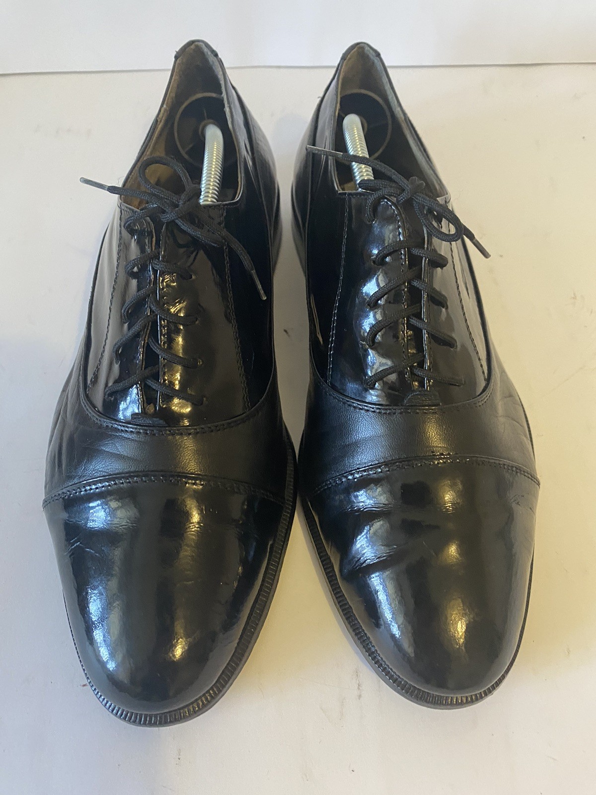 Mario Doria Black Patent Leather Cap Toe Oxford Tuxedo Dress Shoes Size 9.5 US