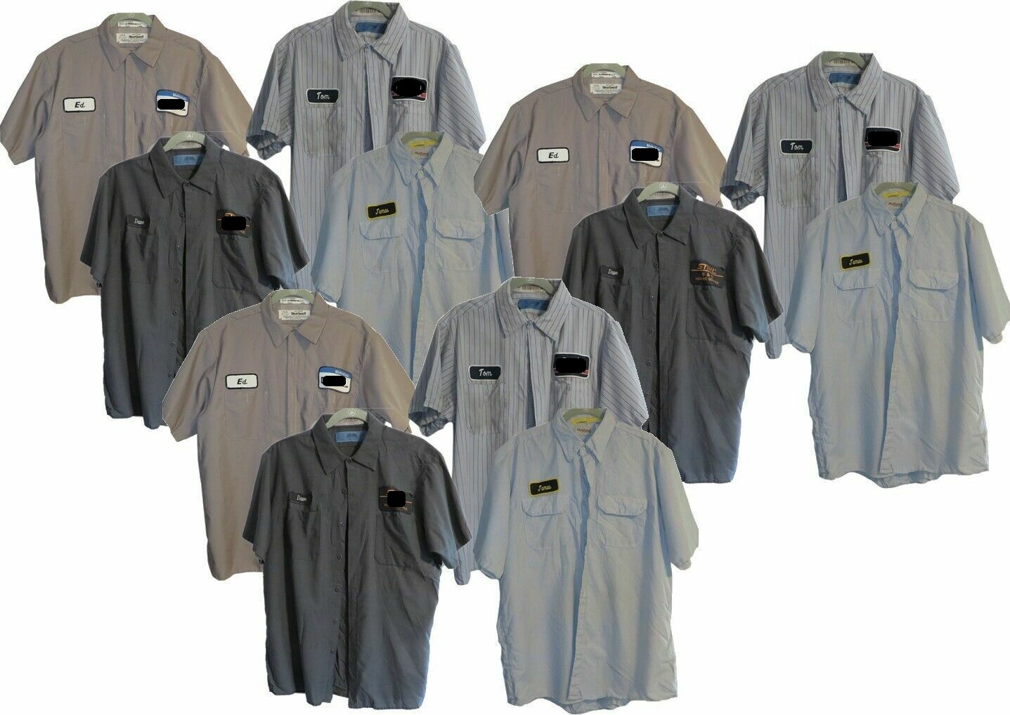 Used Work Shirts Lot of 12 Grade B Long / Short Sleeve Mechanics -Free Shipping