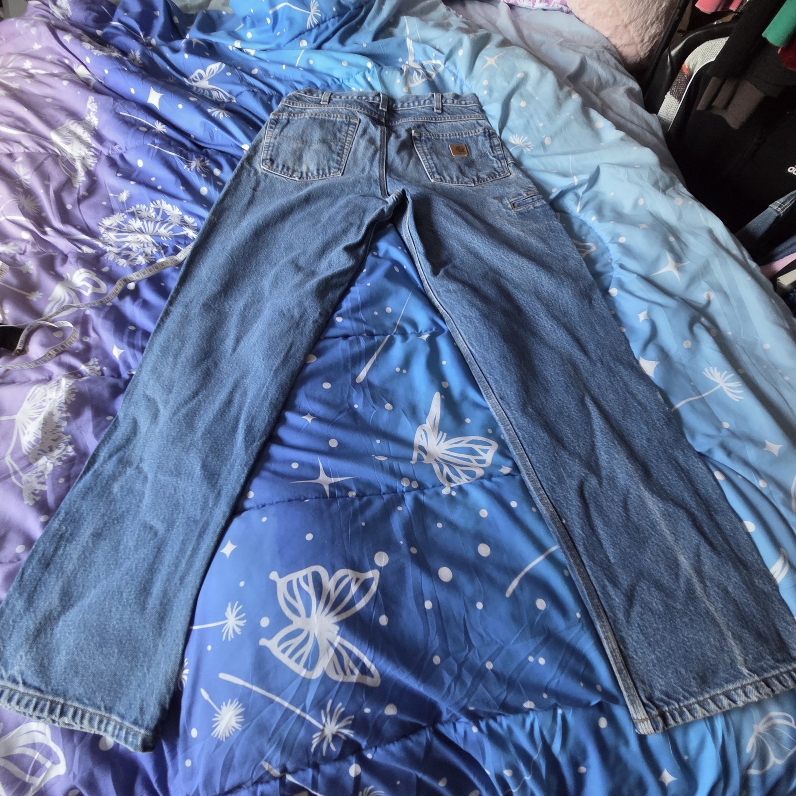 Carhartt Paint Splatter Work Jeans Mens Blue Denim Distressed Painter