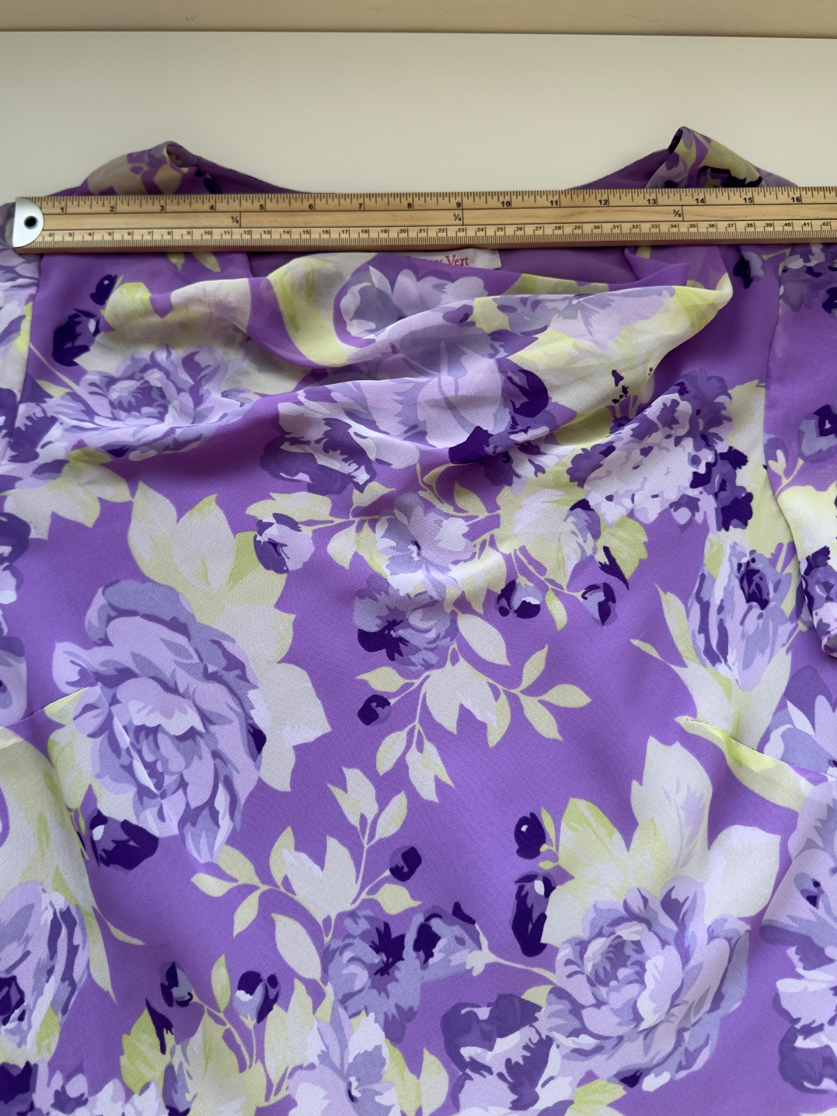 Jacques Vert Blouse Womens UK16 Purple Floral Print Drape Cowl Neck Cottagecore