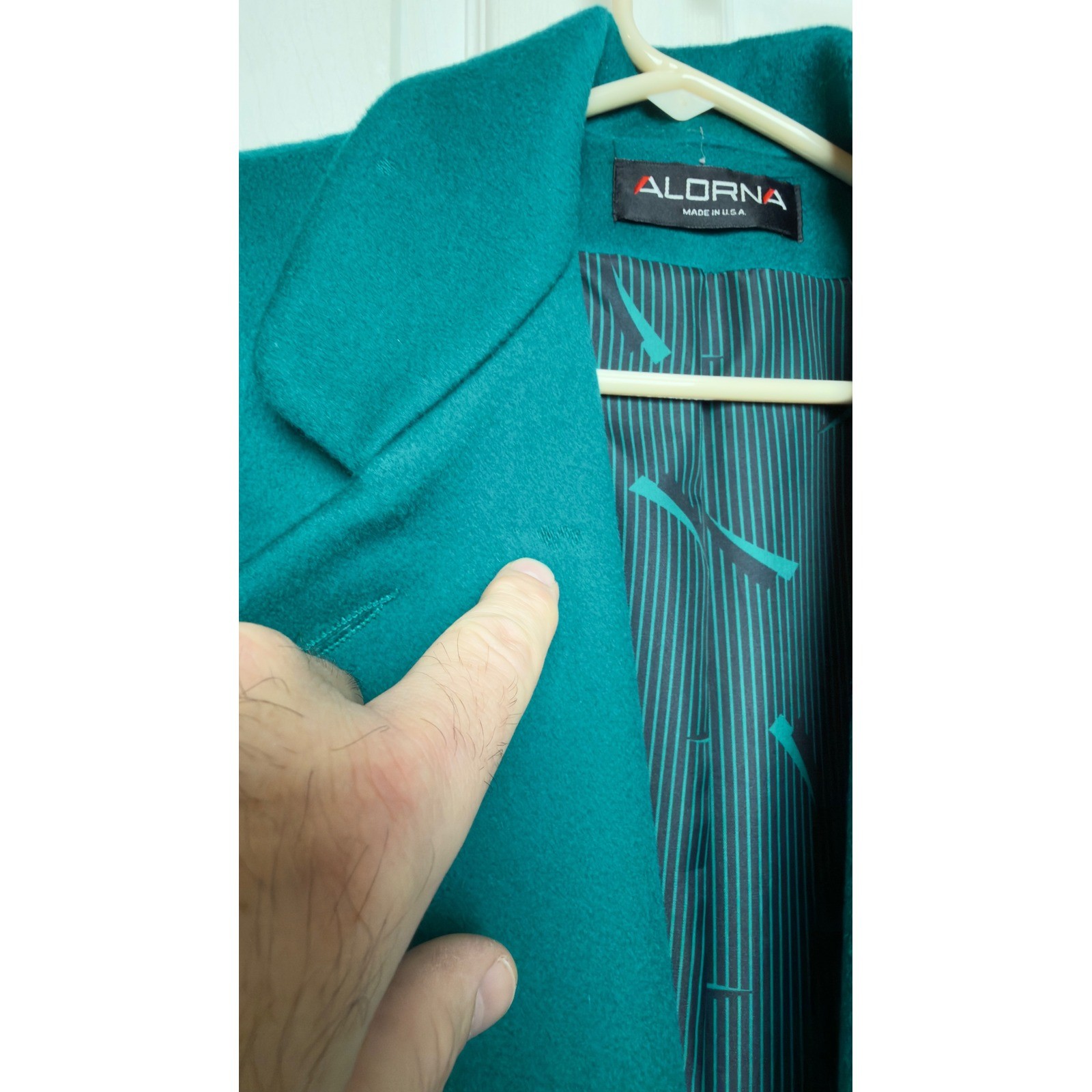 ALORNA Forstmann Wool Teal Long Trench Coat Women’s Double Breasted Tailored