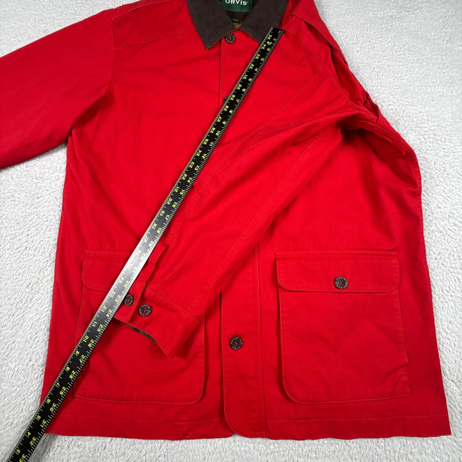 Orives Jacket Mens Large Field Work Chore Utility Flannel Lined Corduroy Collar