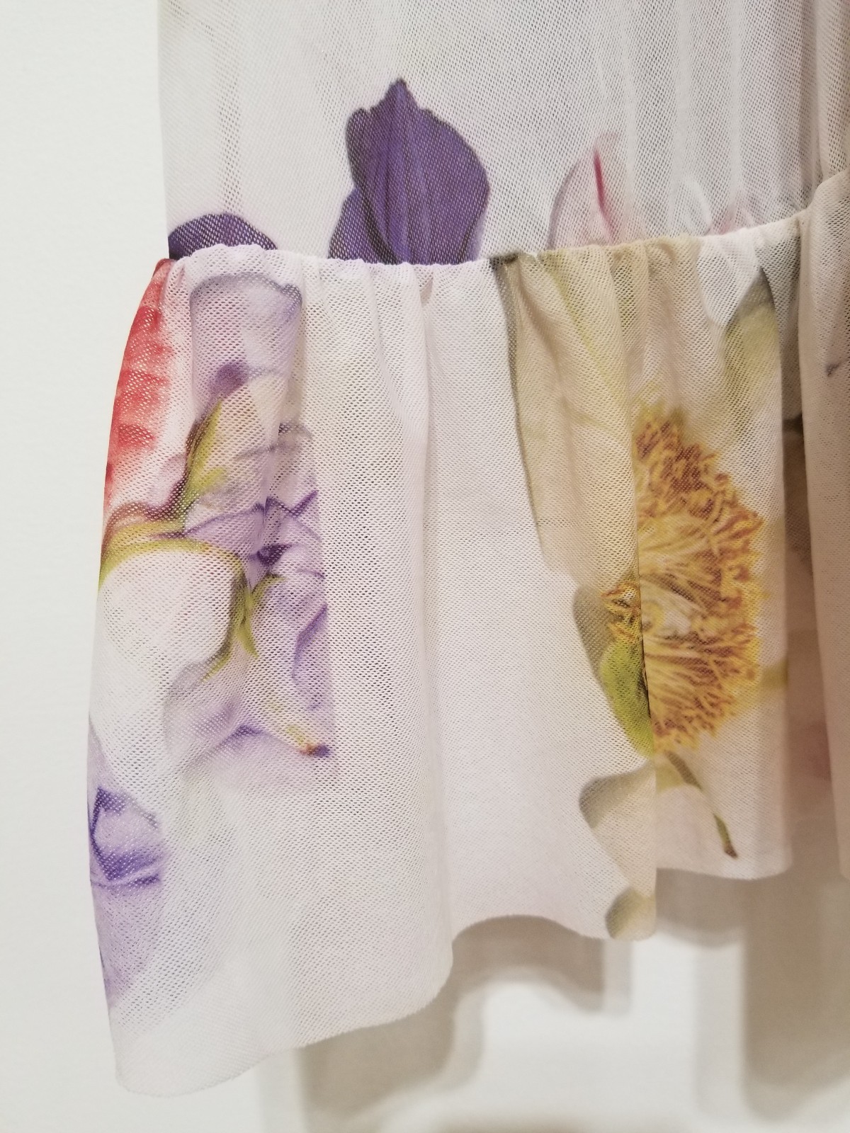 NWT GANNI Floral Mesh Ruffled Wrap Midi Skirt White Size EU 36/ US4 $225