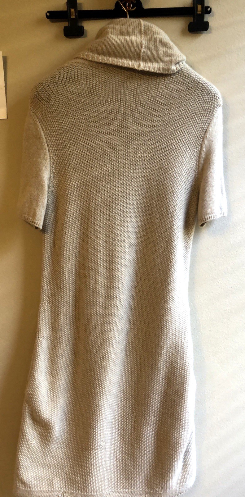 LORO PIANA 100% CASHMERE BEIGE SUEDE LEATHER TRIM SWEATER DRESS, SIZE IT 40