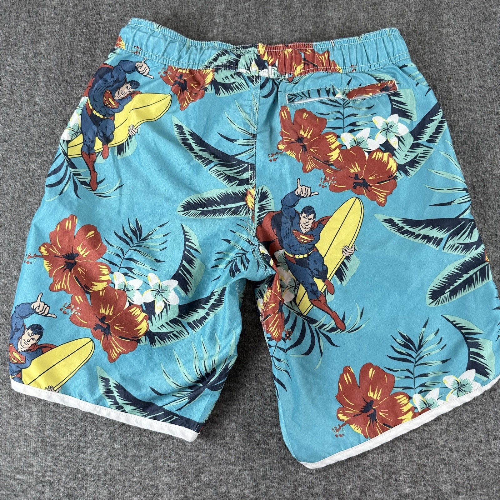 Superman DC Comics Mens Board Shorts Swim Trunks Hawaiian Surf Blue Size S