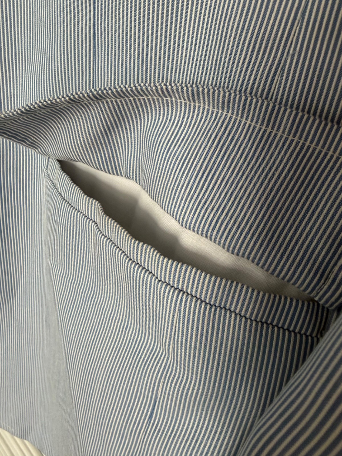 VTG Haspel Seersucker Suit Union Made USA Blue White Pinstripe 32×29 (aprox)