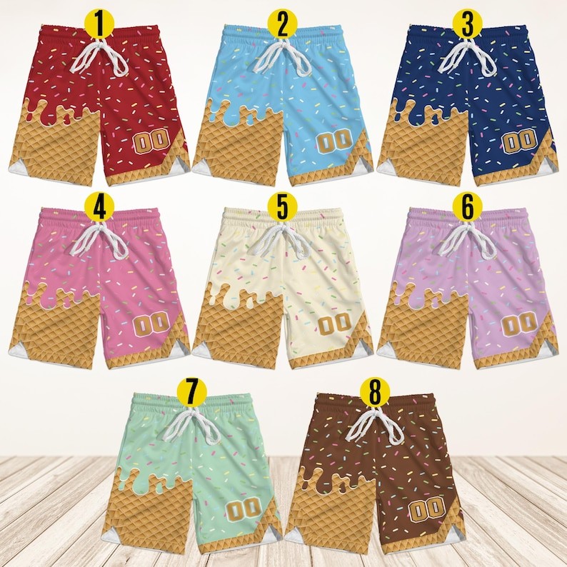 Baseball Jersey Shorts Kid – Youth Ice Cream Drip Sports Mesh Shorts Size 2T-YXL