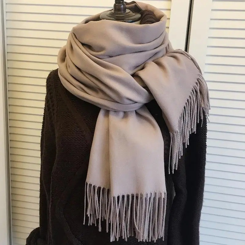 Mens Womens Oversize 100% Cashmere Scotland Wool Blanket Shawl Wrap Solid Scarf