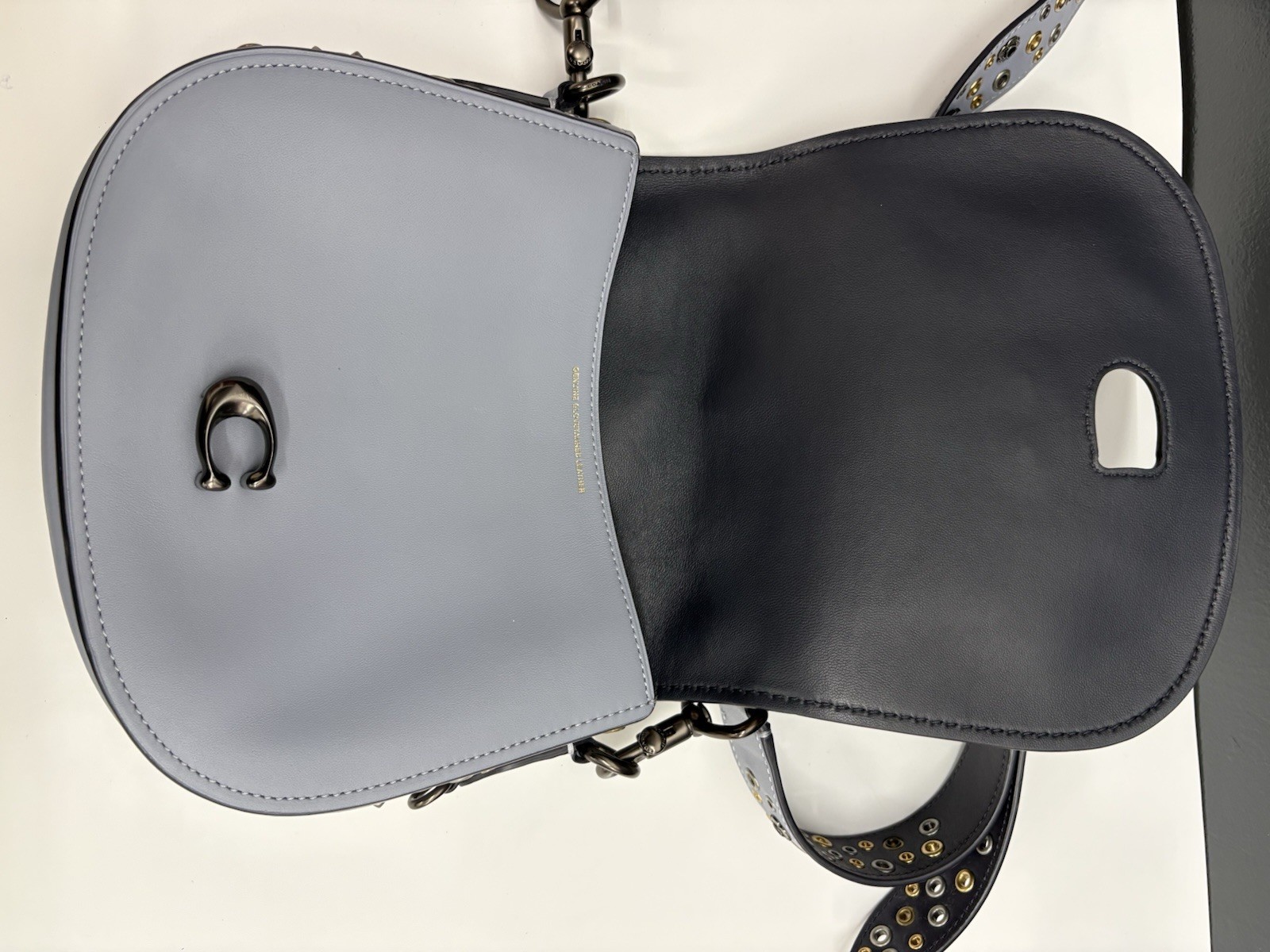 Coach 1941 Scattered Rivet Saddle Bag Leather Crossbody Mist Blue 69480 W/Dust