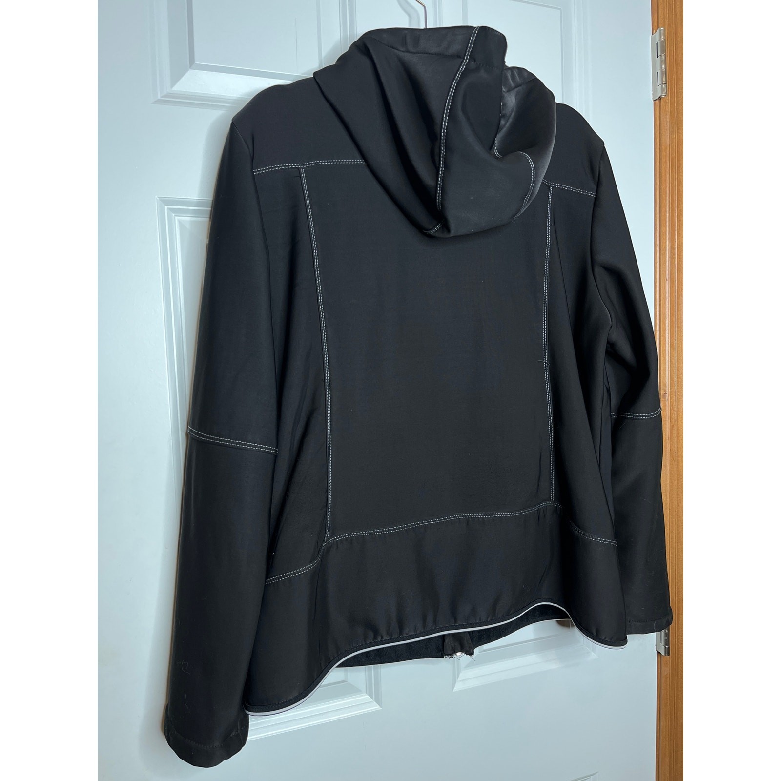 Weatherproof Women XL Black Fleece Lined Hooded Jacket Full Zip Front