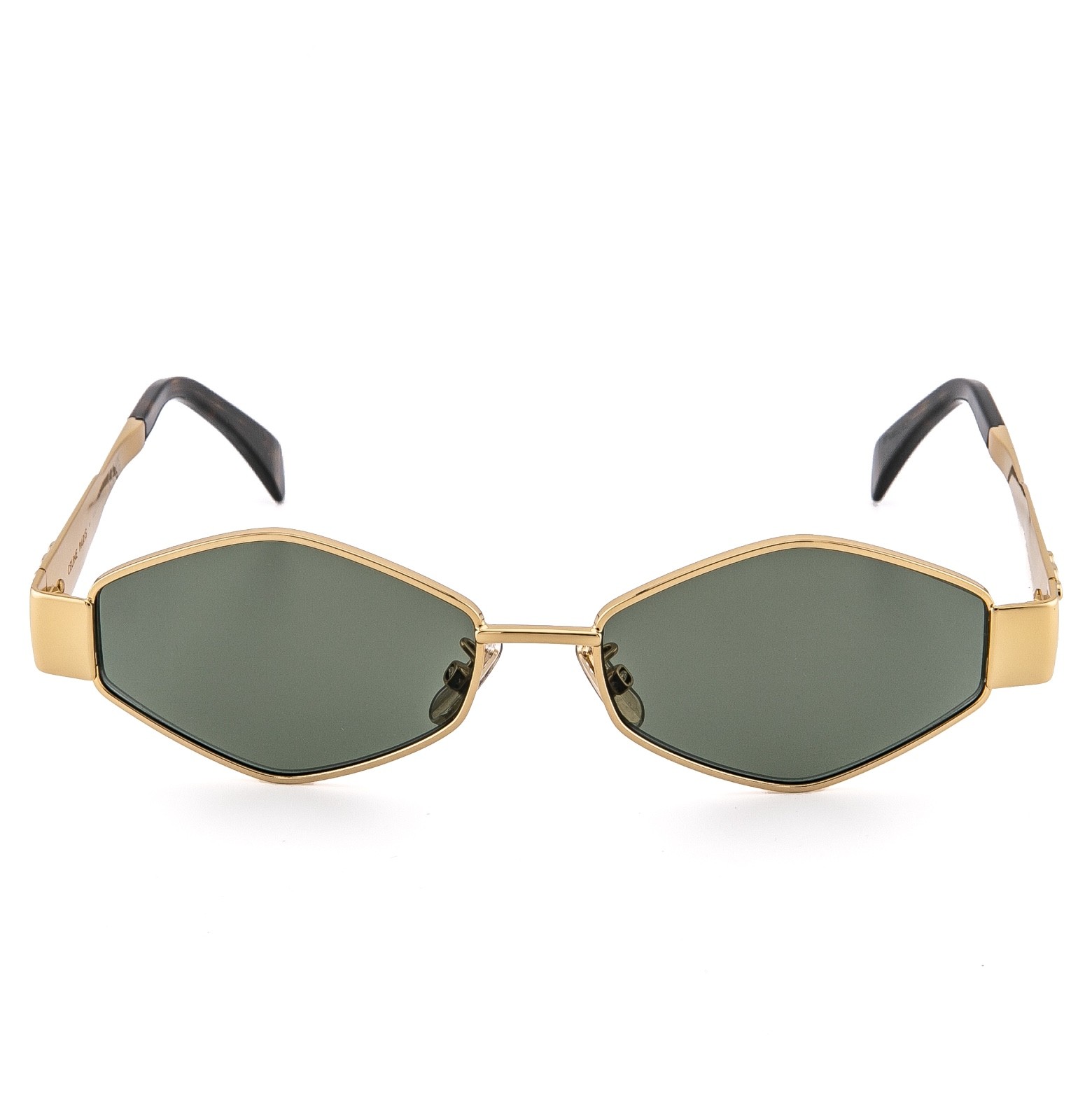 CELINE CL40254U 40254 METAL TRIOMPHE Gold Green Oval Unisex Sunglasses 30N